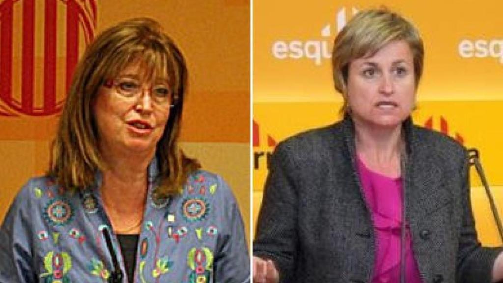 Irene Rigau y Anna Simó, consejera de Enseñanza de CiU y portavoz de ERC, respectivamente
