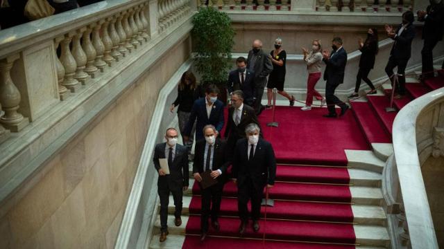 El expresidente Quim Torra en su acto de autohomenaje en el Parlament / EP
