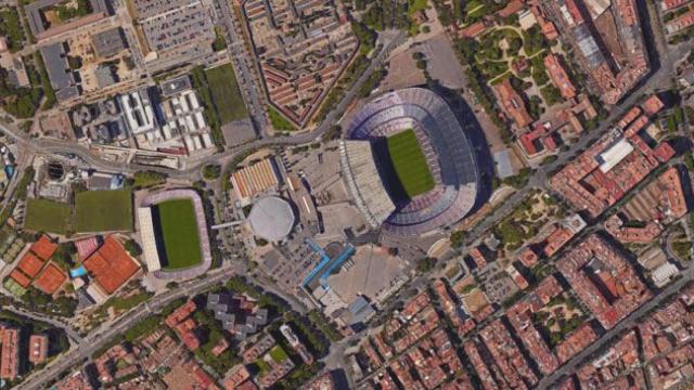 Imagen aérea del Camp Nou, situado en el barrio de Les Corts / CG