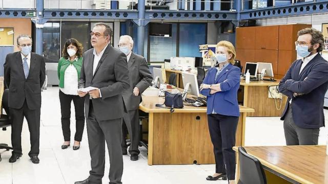 Albert Sáez durante su toma de posesión como director de 'El Periódico de Catalunya'