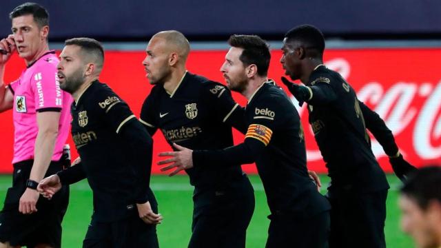 Jordi Alba, Braithwaite, Messi y Dembelé en el Cádiz-Barça / FCB