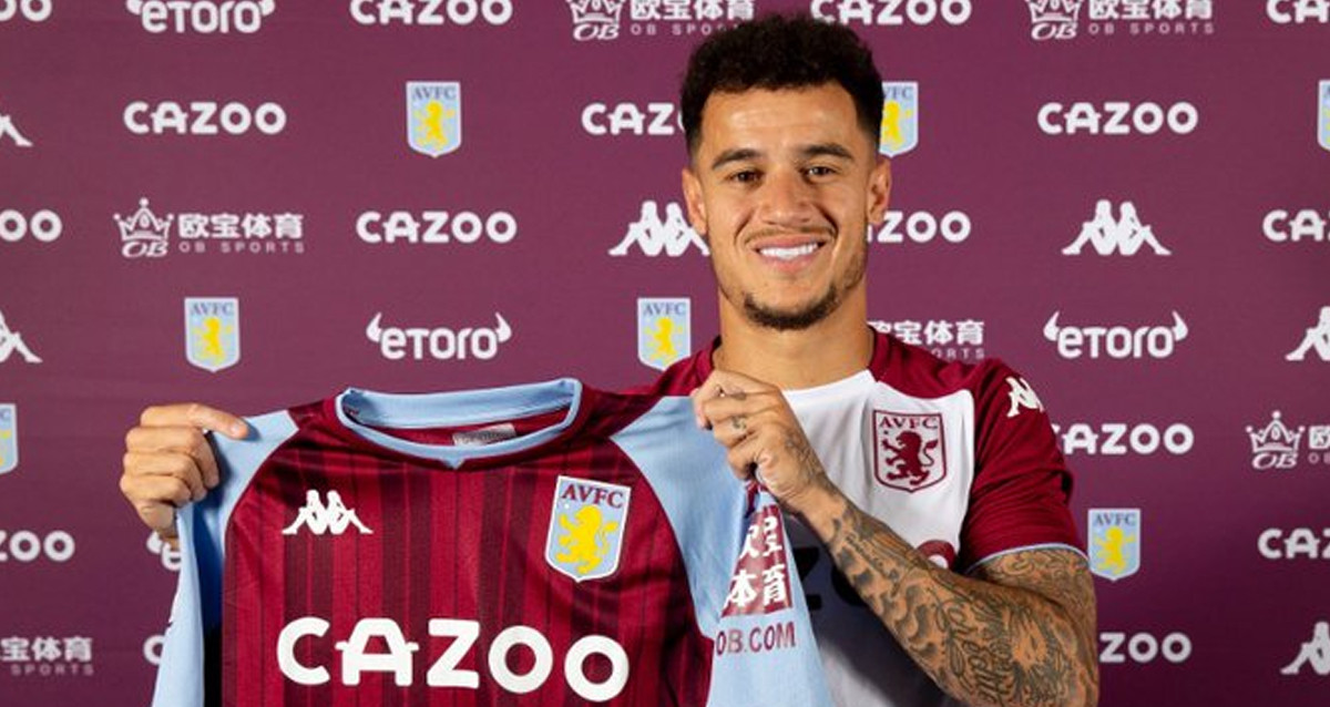 Philippe Coutinho, en la firma de su nuevo contrato como jugador del Aston Villa / ASTON VILLA