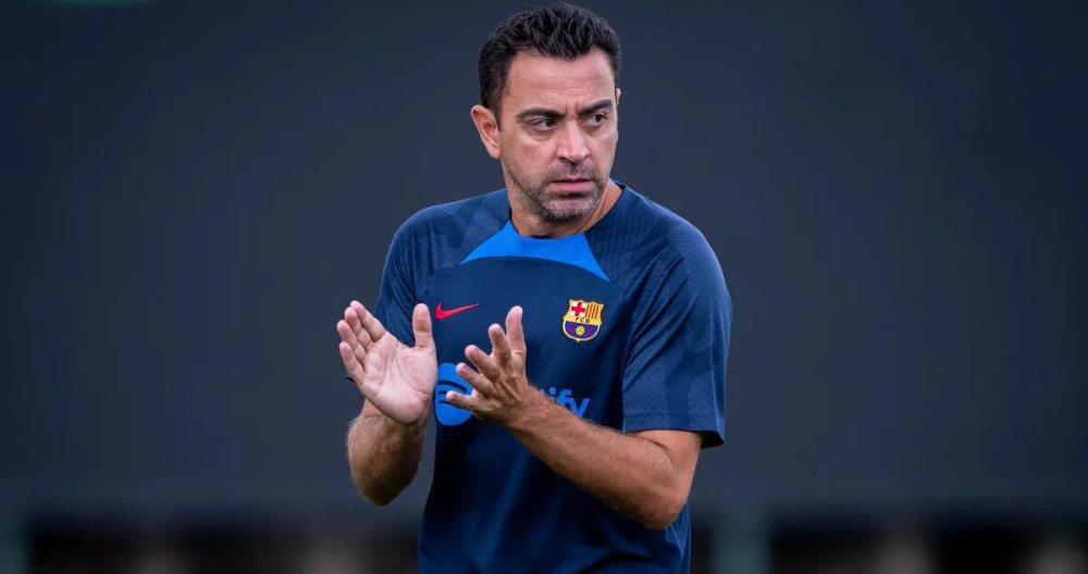 Xavi Hernández, en el entrenamiento del domingo / FCB