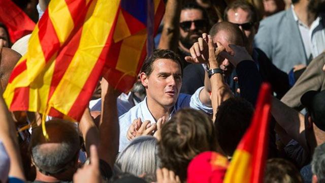 El líder de Ciudadanos, Albert Rivera, en la manifestación por la unidad de España del pasado domingo en Madrid / EFE