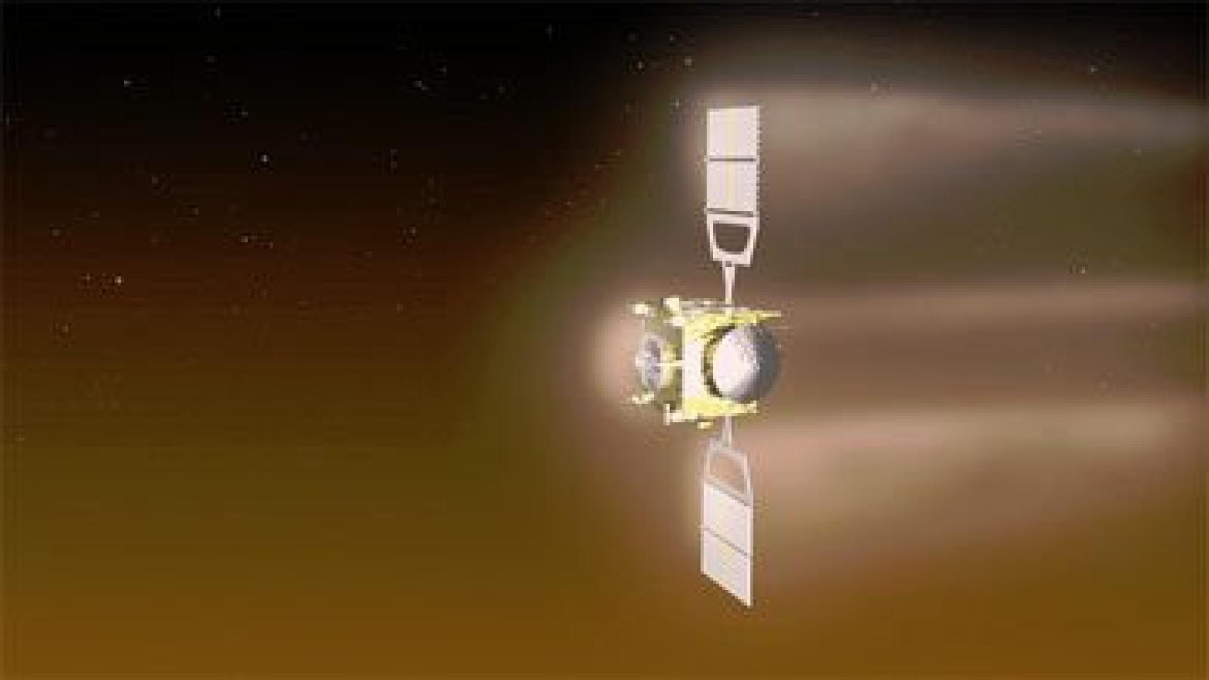 Representación de la maniobra de aerofrenado de Venus Express