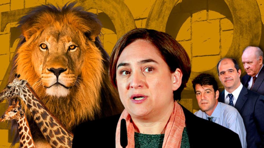 Ada Colau con Carlos Sumarroca padre y sus dos hijos, Carlos y Jordi /  FOTOMONTAJE DE CG