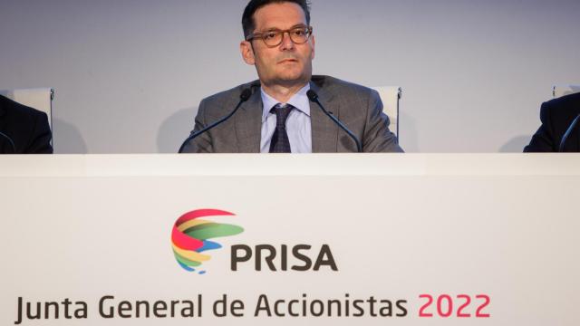El presidente de Prisa, Joseph Oughourlian, durante la última junta de accionistas de la compañía / EP