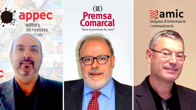 Los representantes de APPEC, Premsa Comarcal y AMIC han firmado una carta en la que denuncian la congelación de subvenciones públicas / FOTOMONTAJE DE CRÓNICA GLOBAL