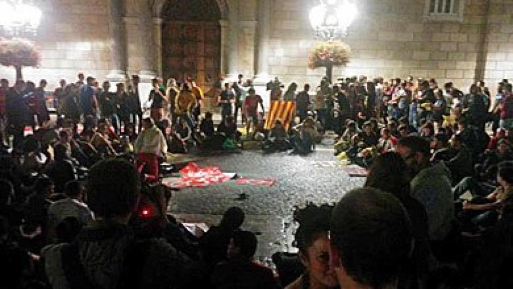 Simpatizantes de la CUP, reunidos en la plaza de San Jaime