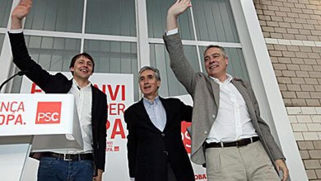 Javi López, Ramón Jáuregui (centro) y Pere Navarro