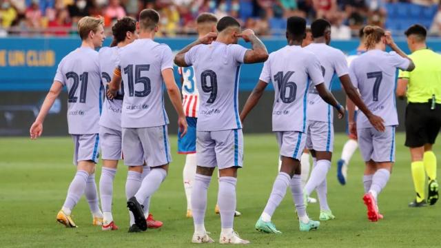 Celebración de los jugadores del Barça de Koeman ante el Girona / FCB
