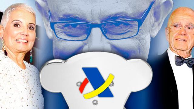 Rosa Oriol (i), Salvador Tous (d), los fundadores de Tous, y el ministro de Hacienda Cristóbal Montoro / FOTOMONTAJE DE CG