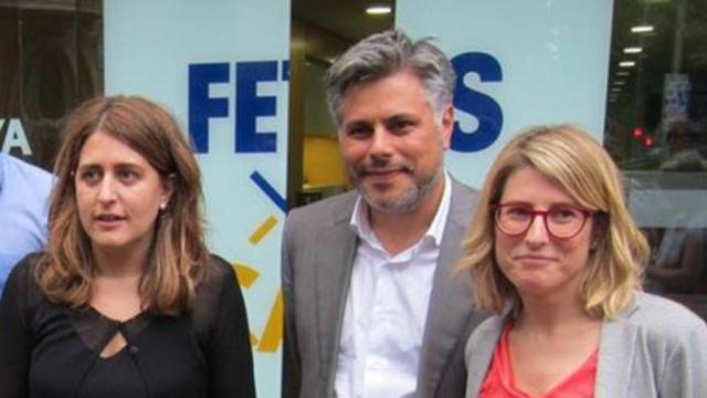 Marta Pascal, Albert Batet y Elsa Artadi, de izquierda a derecha, en un acto de PDeCAT, en quien confía ERC para que apoye un candidato alternativo a Puigdemont/ EUROPA PRESS