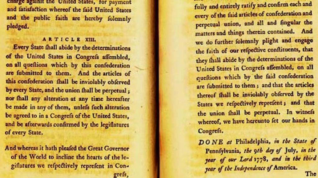 Artículos de Confederación y Unión Perpetua de los Estados Unidos de América, ratificados en 1781