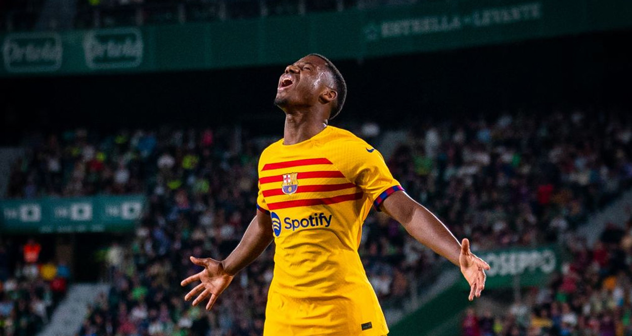 La eufórica celebración de Ansu Fati tras marcar contra el Elche / FCB