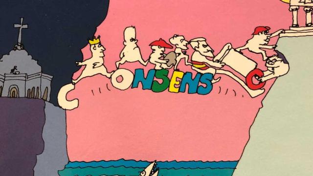 Imagen ilustrativa sobre la Transición, de Peridis, recogida en la portada de 'Pequeña historia de la Transición' / ESPASA