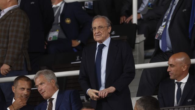 Florentino Pérez, presidente del Real Madrid, durante la Supercopa de Europa / EFE