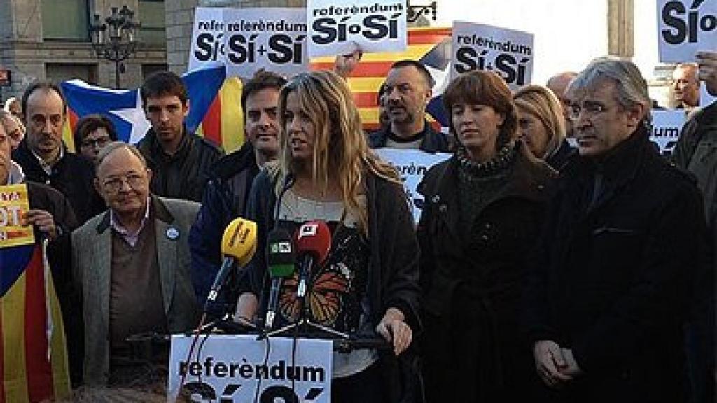 Arqué, de la plataforma Referèndum Sí o Sí, en la Plaza de San Jaime