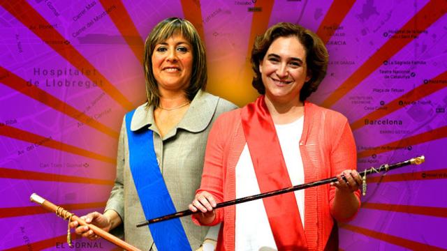 Núria Marín, alcaldesa de L'Hospitalet de Llobregat, y Ada Colau, alcaldesa de Barcelona / FOTOMONTAJE CG