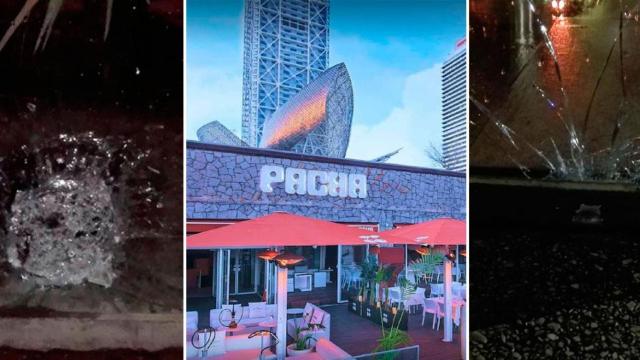 Imagen de la discoteca Pachá Barcelona y dos imágenes del tiroteo / CG