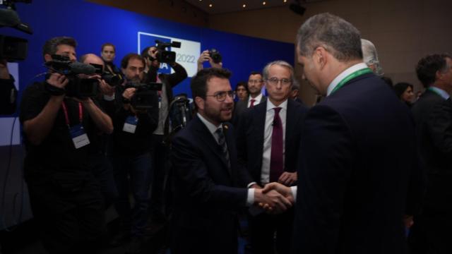 El presidente de la Generalitat, Pere Aragonès, llega a las jornadas del Círculo de Economía / CG (Luis Miguel Añón)