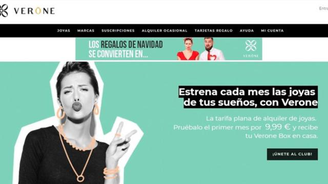 Vista de la 'home' de Verone, empresa de alquiler de joyas 'online' / CG