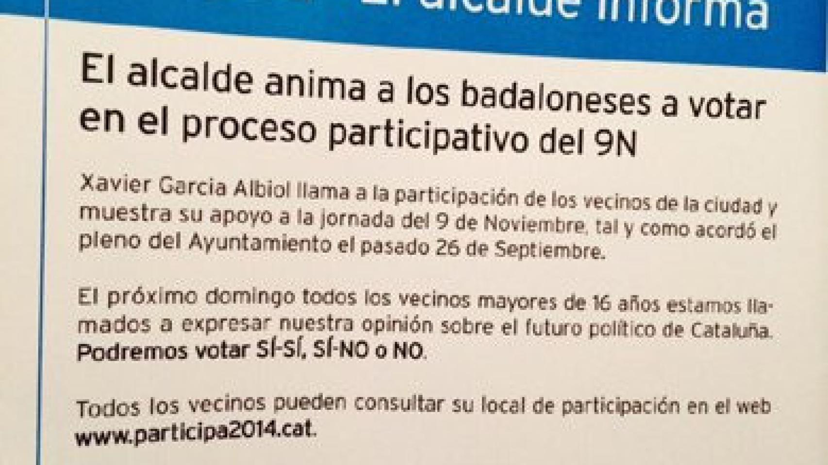 Imagen de uno de los falsos folletos repartidos en Badalona