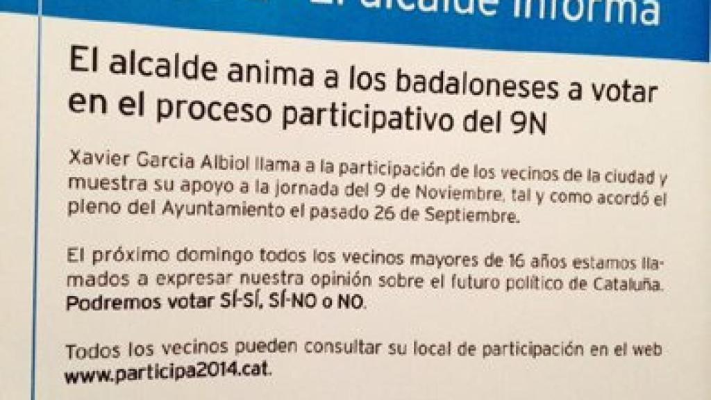 Imagen de uno de los falsos folletos repartidos en Badalona