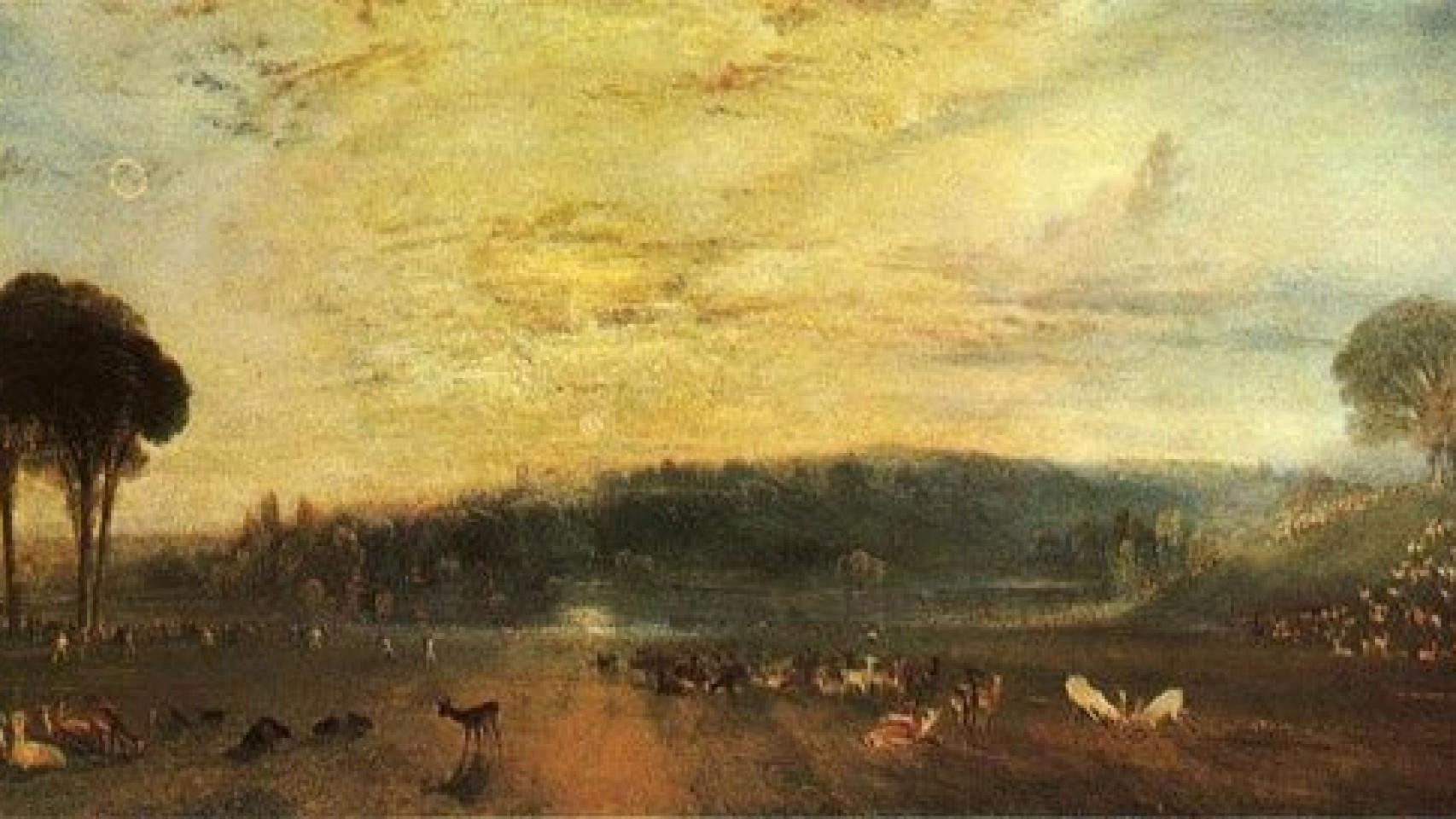 Títol de la imatgeThe Lake, Petworth: Sunset, Fighting Bucks