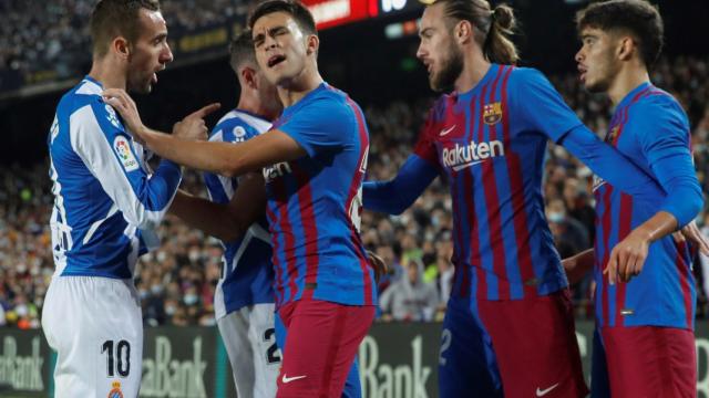 Los canteranos del Barça ante el Espanyol / EFE