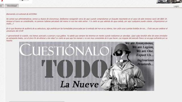 La extranet de logística de Acciona, 'hackeada' por el grupo La Nueve de Anonymous / CG