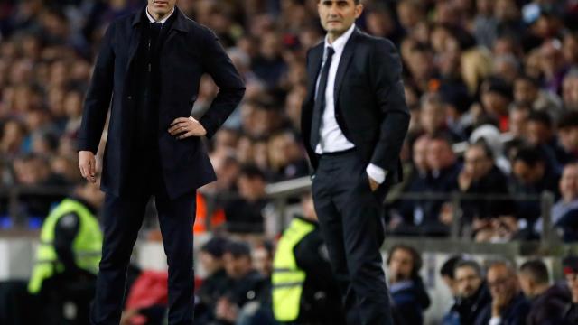 Ernesto Valverde y Zinedine Zidane en el clásico / EFE