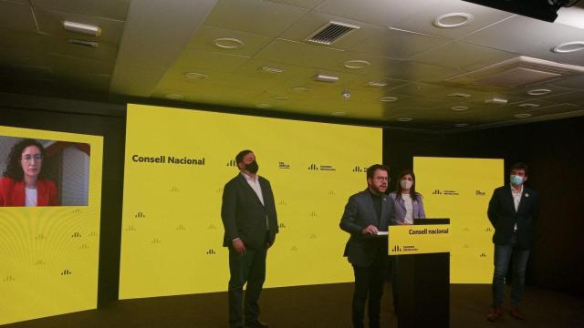 Pere Aragonès, Oriol Junqueras y otros dirigentes de ERC, valorando positivamente sus conversaciones con JxCat / ERC (TWITTER)