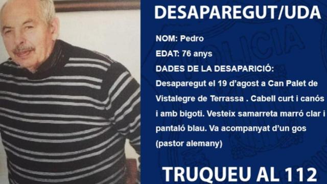 Descripción difundida por los Mossos d'Esquadra del hombre desparecido en Terrassa (Barcelona) / MOSSOS