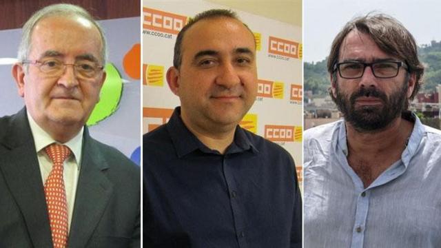 De izquierda a derecha: Josep González (Pimec), Javier Pacheco (CCOO Cataluña) y Camil Ros (UGT Cataluña) / CG