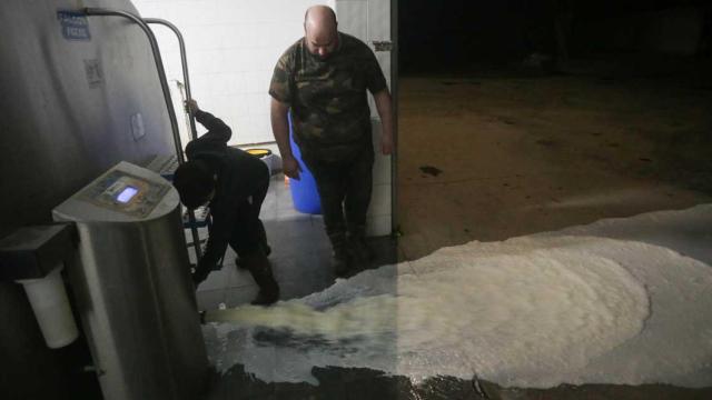 Los productores lácteos vierten la leche almacenada ante el posible parón de las distribuidoras / EUROPA PRESS