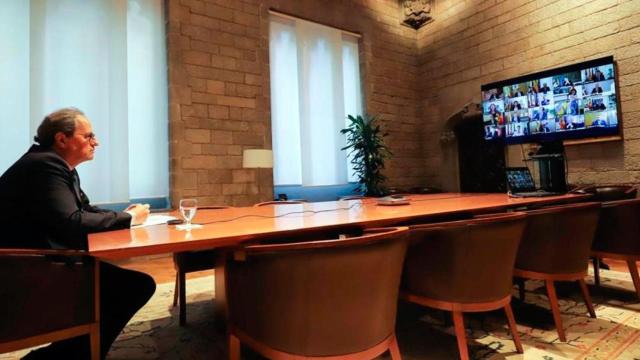 El presidente de la Generalitat, Quim Torra, participa en una videoconferencia / EP