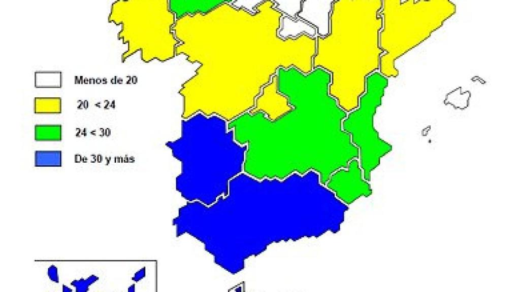 Tasa de paro por CCAA