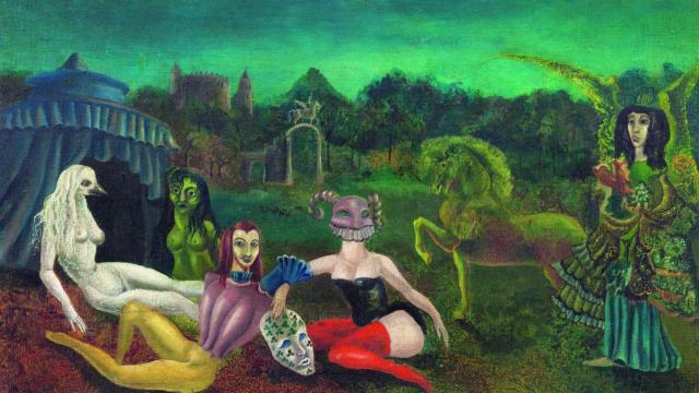 ‘Abajo’, cuadro de 1940 de Leonora Carrington, hoy en una colección privada. ESTATE OF LEONORA CARRINGTON / VEGAP, MADRID, 2023