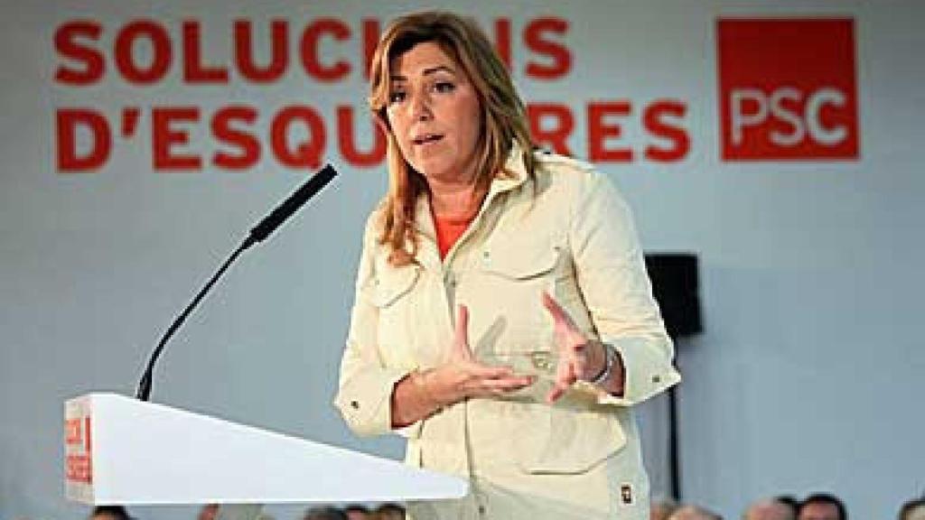 La presidenta de la Junta de Andalucía, Susana Díaz (PSOE), durante un acto organizado por el PSC en Hospitalet