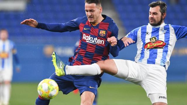 Rey Manaj en el partido contra el Ejea / FCB