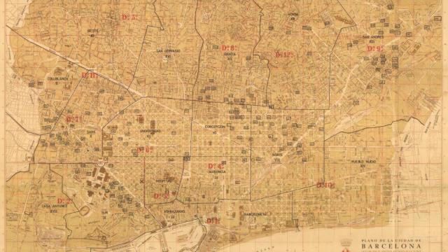 Mapa de Barcelona de 1962 con 153 refugios antiaéreos / AYUNTAMIENTO DE BARCELONA