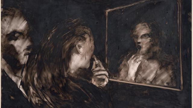 ‘Untitled (Woman and Man with Mirror)’, uno de los dibujos finales de Juan Muñoz que hoy se encuentra en manos privadas / CENTRO BOTÍN