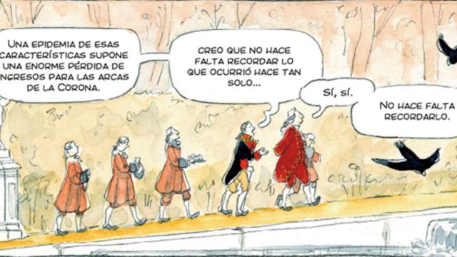 Viñeta del libro 'El mar recordará nuestros nombres', que explica cómo España llevó la vacuna de la viruela a Asia y América / PLANETA
