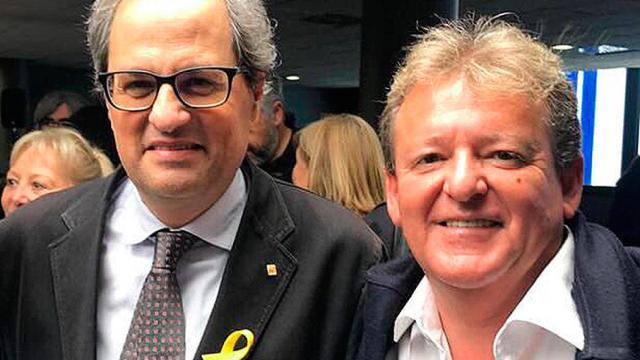 Miquel Àngel Martínez, ex alcalde de Sant Vicenç de Montalt (PDeCAT) investigado por supuesta malversación, con el presidente Quim Torra / TWITTER