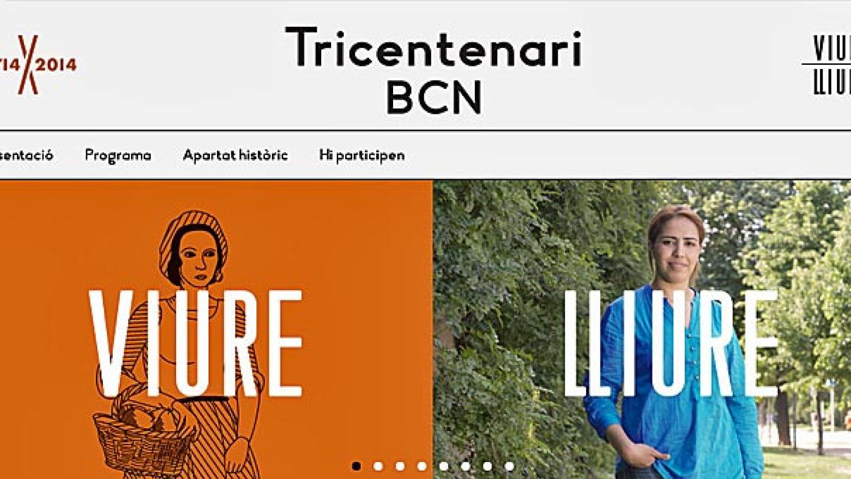 Página web del Ayuntamiento sobre la conmemoración del tricentenario de la batalla de Barcelona de 1714, en el marco de la Guerra de Sucesión española