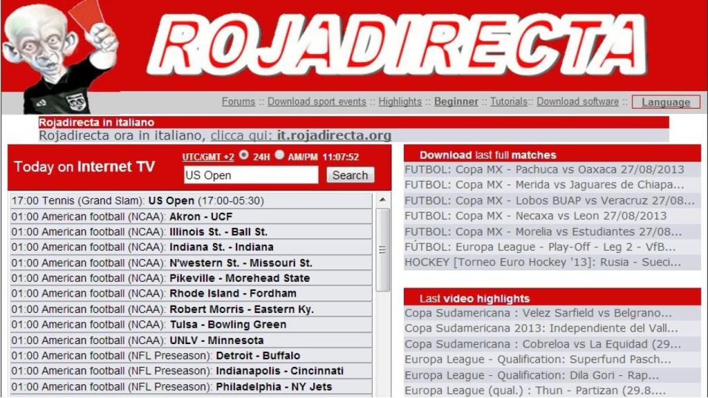 Rojadirecta, uno de los portales piratas más conocidos en el mundo