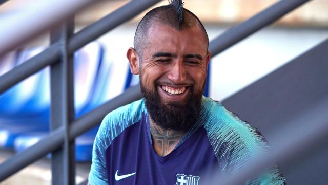 Arturo Vidal en un entrenamiento del Barça / EFE