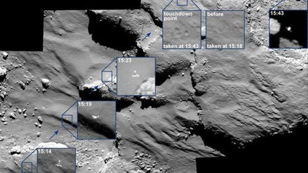 Tránsito del robot Philae sobre la superfície del cometa  67P / Churymov-Gerasimenk