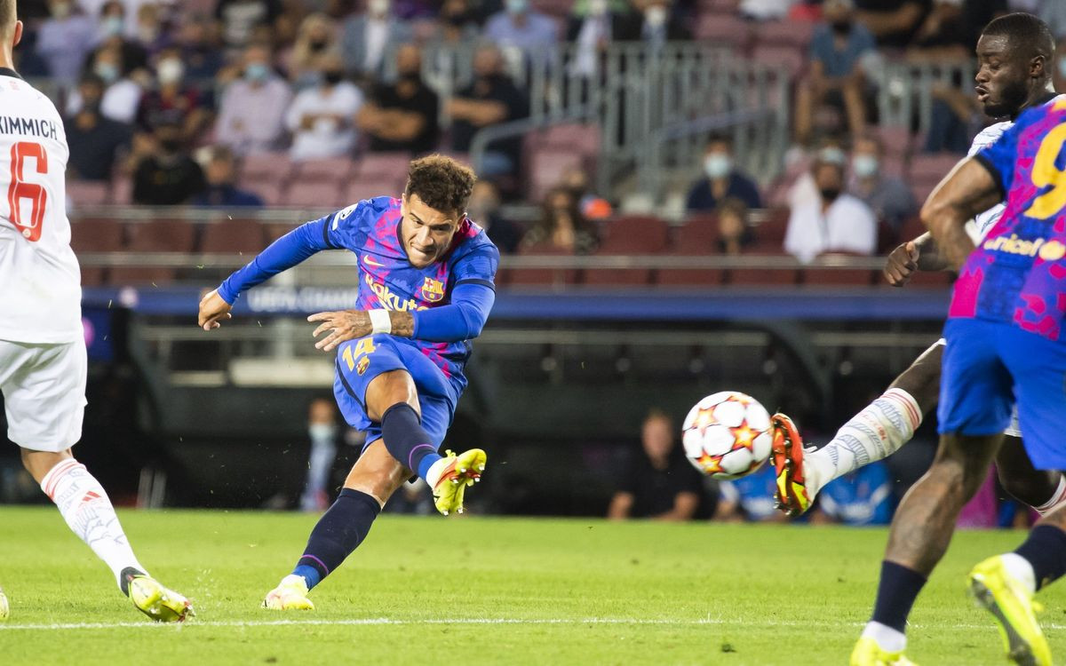 Coutinho disparando a portería contra el Bayern / FC Barcelona
